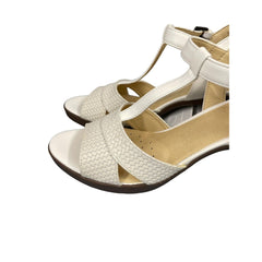 Geox Annya Block Heel T Strap White Mid Sandals