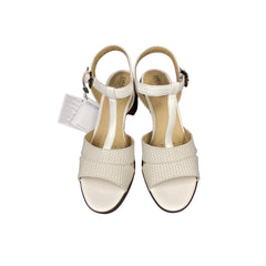 Geox Annya Block Heel T Strap White Mid Sandals