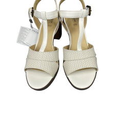 Geox Annya Block Heel T Strap White Mid Sandals