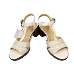 Geox Annya Block Heel T Strap White Mid Sandals