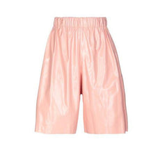 M Missoni Pink Faux Leather Vynil Cropped Wide Leg Shorts