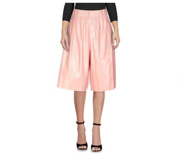 M Missoni Pink Faux Leather Vynil Cropped Wide Leg Shorts