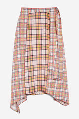 Topshop Asymmetrical Pink Plaid Midi Skirt