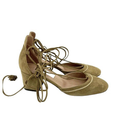 L'Autre Chose Brown Suede Leather Ankle Strap Block Heel Shoes