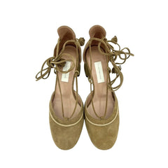 L'Autre Chose Brown Suede Leather Ankle Strap Block Heel Shoes