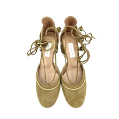 L'Autre Chose Brown Suede Leather Ankle Strap Block Heel Shoes