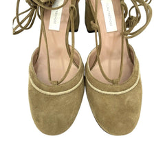 L'Autre Chose Brown Suede Leather Ankle Strap Block Heel Shoes