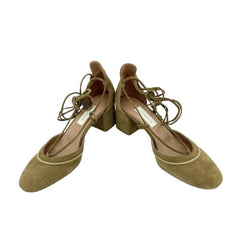 L'Autre Chose Brown Suede Leather Ankle Strap Block Heel Shoes