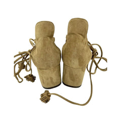 L'Autre Chose Brown Suede Leather Ankle Strap Block Heel Shoes