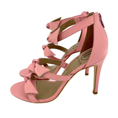 Werner Pink Leather Bow Strappy Sandals Stiletto Heels