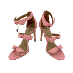 Werner Pink Leather Bow Strappy Sandals Stiletto Heels