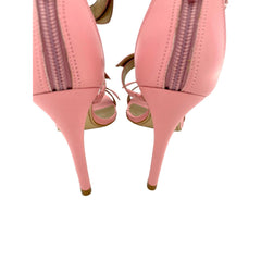Werner Pink Leather Bow Strappy Sandals Stiletto Heels