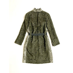 Piazza Sempione Women's Green Wool Belted Open Front Coat