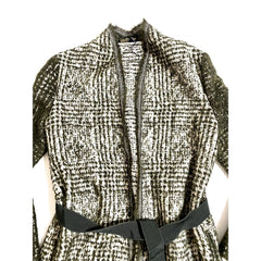 Piazza Sempione Women's Green Wool Belted Open Front Coat