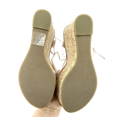 Topshop Blush Pink Leather Ankle Wrap Cork Wedge Sandals