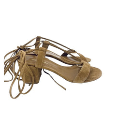 Visconti & Du Reau Brown Suede Leather Ankle Tie Sandals