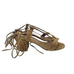 Visconti & Du Reau Brown Suede Leather Ankle Tie Sandals