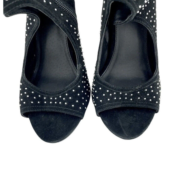 Steve Madden Black Suede Leather Studded Open Toe Sandals