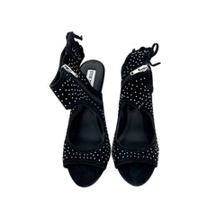 Steve Madden Black Suede Leather Studded Open Toe Sandals