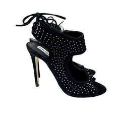 Steve Madden Black Suede Leather Studded Open Toe Sandals
