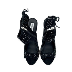 Steve Madden Black Suede Leather Studded Open Toe Sandals