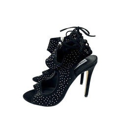 Steve Madden Black Suede Leather Studded Open Toe Sandals