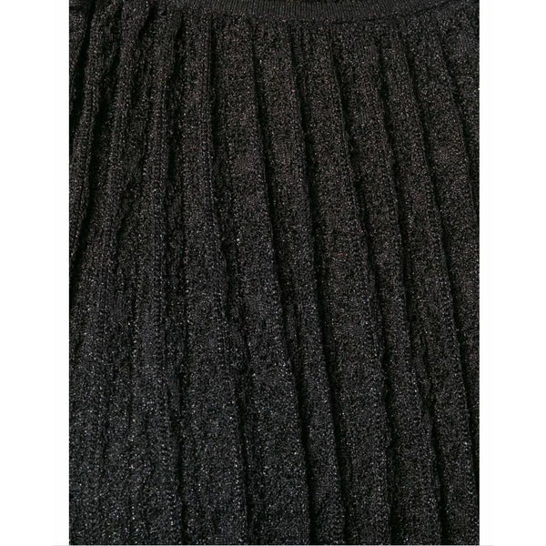 M Missoni Black Floral knit Glitter Pleated Long Dress