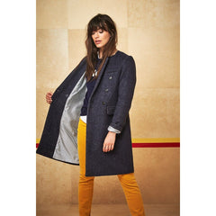 Court & Rowe Blair Coat Blue Double Breasted Twill Mid Length Pea Coat