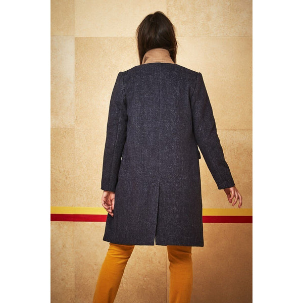 Court & Rowe Blair Coat Blue Double Breasted Twill Mid Length Pea Coat