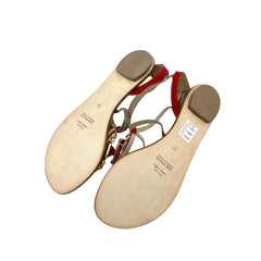 Le Capresi Jeweled Crystal Rhinestones Red Leather Sandals