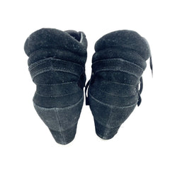 Ash Bowie Black Suede Leather Perforated Mesh Wedge Sneakers PRE-OWNED