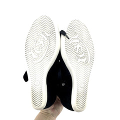 Ash Bowie Black Suede Leather Perforated Mesh Wedge Sneakers PRE-OWNED