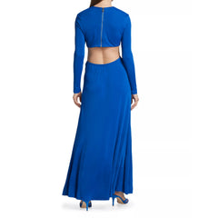 Farm Rio Blue Knotted Cutout Satin Maxi Dress