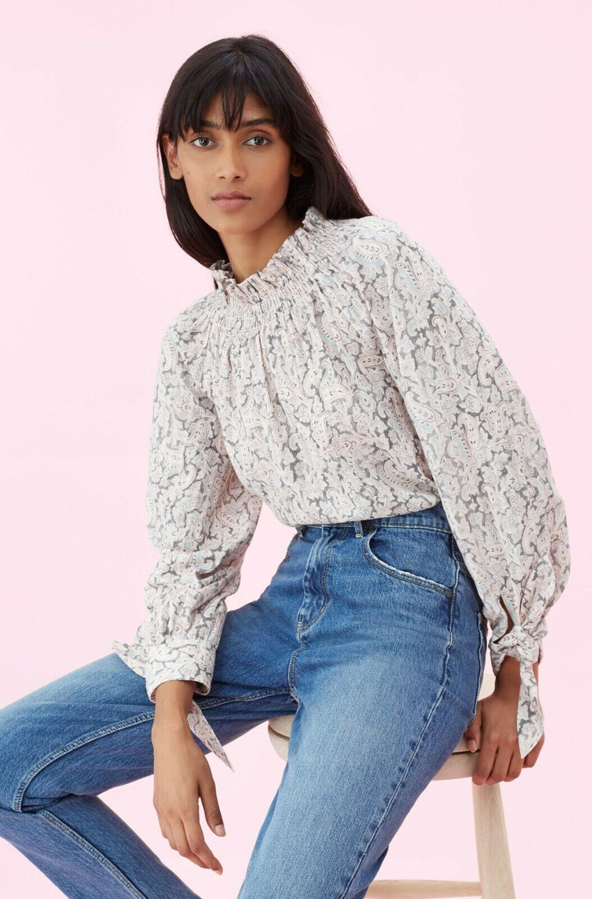Rebecca Taylor Paisley Print Smocked Boho Top