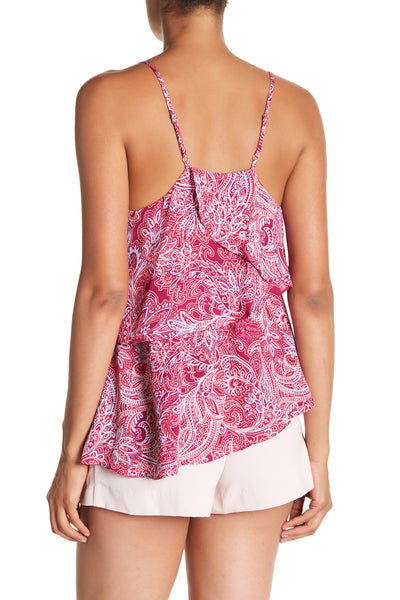 Parker Paisley Ruffle Pink Tank Top