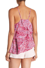 Parker Paisley Ruffle Pink Tank Top