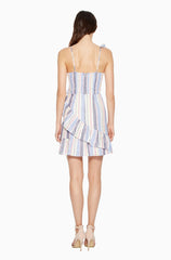 Parker Lollie Linen Striped Ruffle Dress