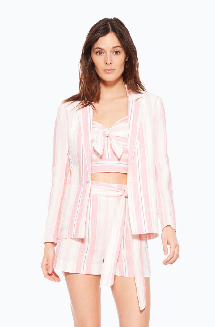 Parker Daren Candy Striped Linen Blazer Jacket