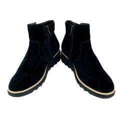 Clarks Sharon Swing Black Suede Leather Ankle Booties