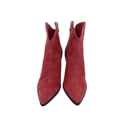Sigerson Morrison Red Suede Leather Kitten Heel Ankle Booties