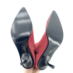 Sigerson Morrison Red Suede Leather Kitten Heel Ankle Booties