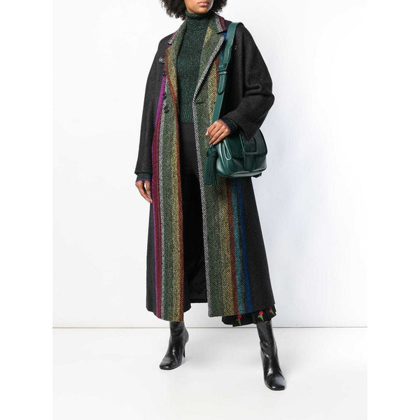 Marco De Vicenzo Runway Wool Blend Striped Long Coat