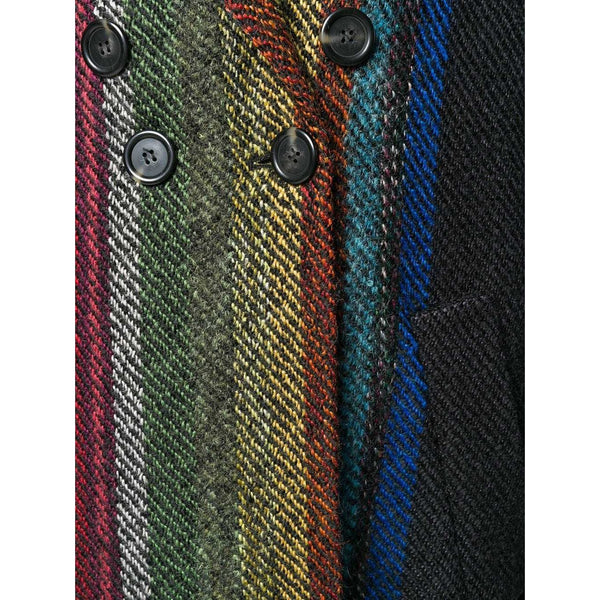 Marco De Vicenzo Runway Wool Blend Striped Long Coat