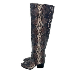 Vince Camuto Nestel Snake Print Block Leather Heel Knee High Boots