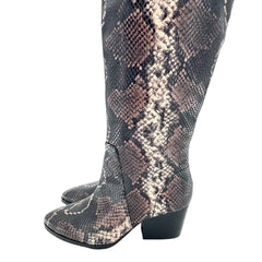 Vince Camuto Nestel Snake Print Block Leather Heel Knee High Boots