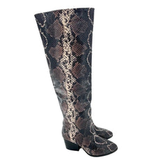 Vince Camuto Nestel Snake Print Block Leather Heel Knee High Boots