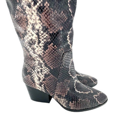 Vince Camuto Nestel Snake Print Block Leather Heel Knee High Boots