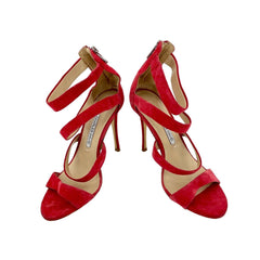 Charles David Olina Red Suede Leather Strappy Stiletto Sandals