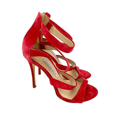Charles David Olina Red Suede Leather Strappy Stiletto Sandals