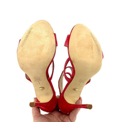 Charles David Olina Red Suede Leather Strappy Stiletto Sandals